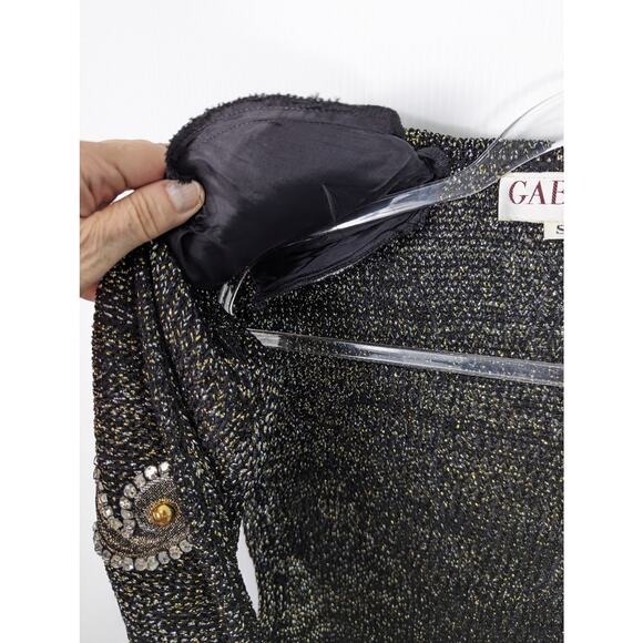 Vintage 80's Gabani Couture Sweater Vest Wool Metallic Paisley Embellishments - Picture 4 of 14